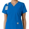 Γυναικείο μπλουζάκι εργασίας Force Essentials με V-neck και πλεκτά πάνελ