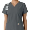 Γυναικείο μπλουζάκι εργασίας Force Essentials με V-neck και πλεκτά πάνελ