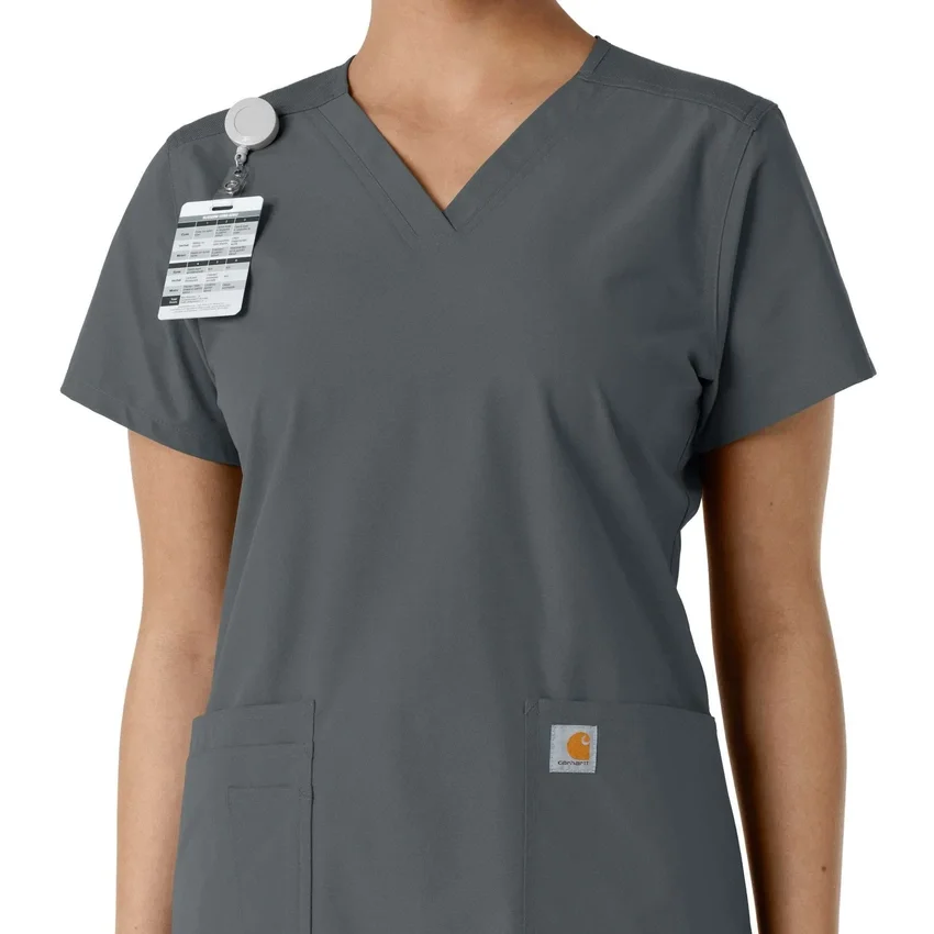Γυναικείο μπλουζάκι εργασίας Force Essentials με V-neck και πλεκτά πάνελ