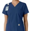 Γυναικείο μπλουζάκι εργασίας Force Essentials με V-neck και πλεκτά πάνελ