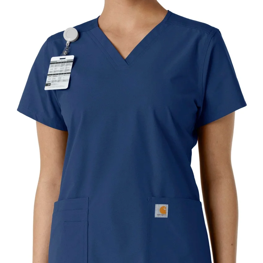 Γυναικείο μπλουζάκι εργασίας Force Essentials με V-neck και πλεκτά πάνελ