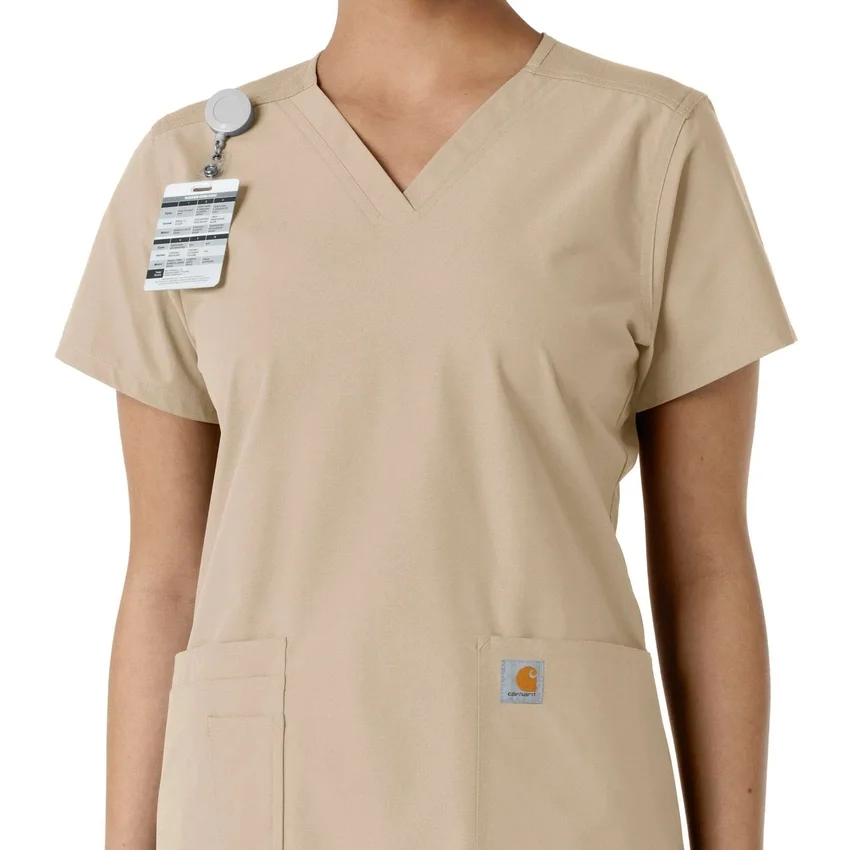 Γυναικείο μπλουζάκι εργασίας Force Essentials με V-neck και πλεκτά πάνελ