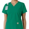 Γυναικείο μπλουζάκι εργασίας Force Essentials με V-neck και πλεκτά πάνελ