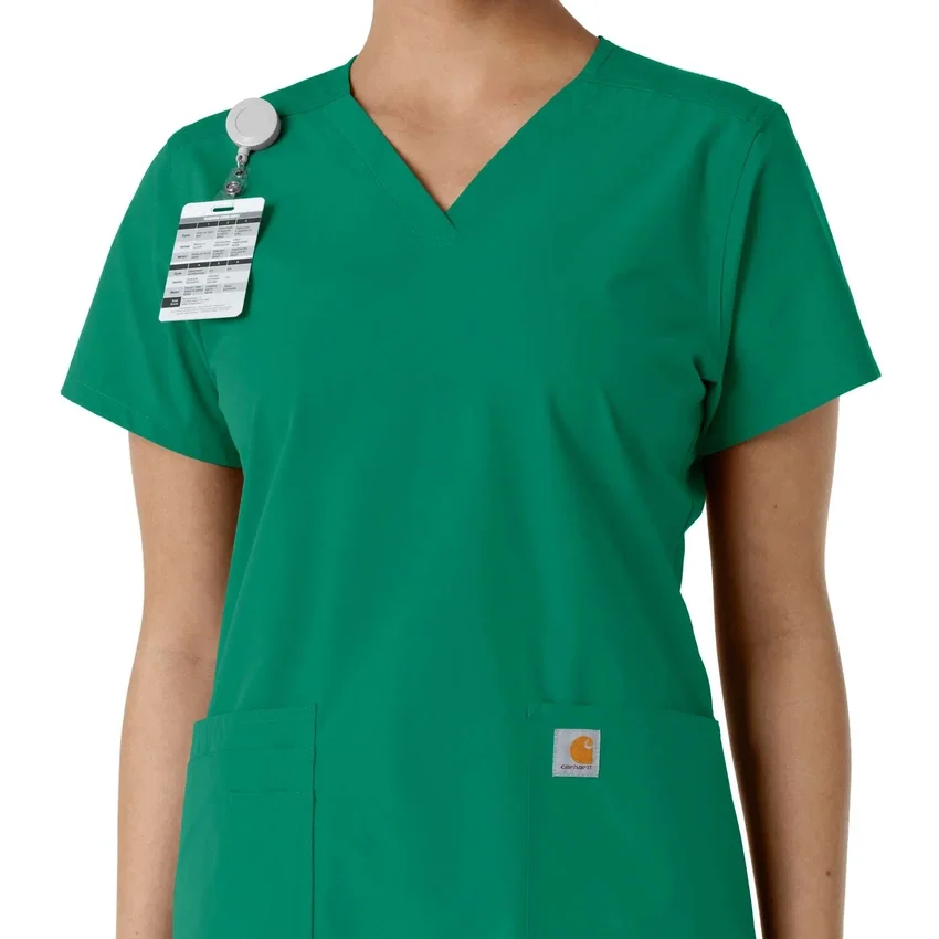 Γυναικείο μπλουζάκι εργασίας Force Essentials με V-neck και πλεκτά πάνελ