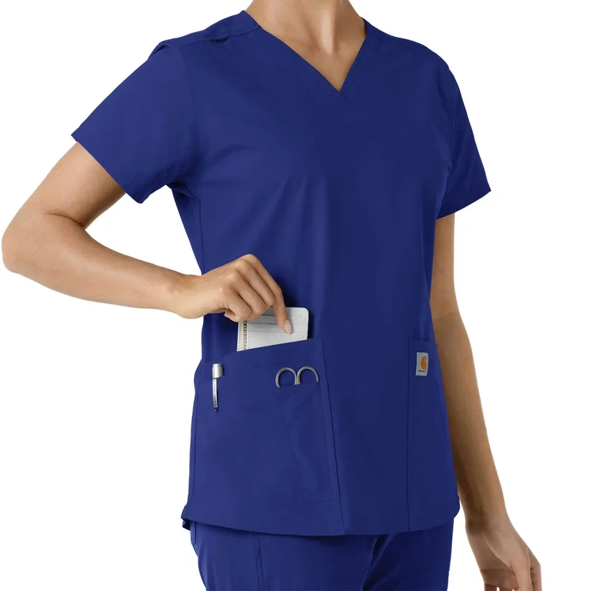 Γυναικείο μπλουζάκι εργασίας Force Essentials με V-neck και πλεκτά πάνελ