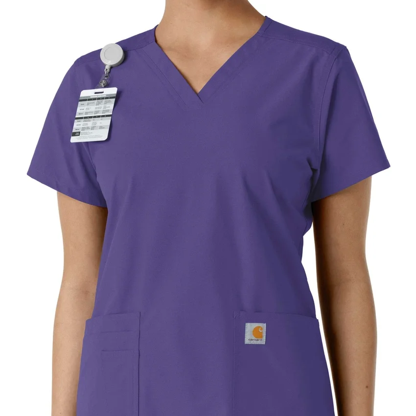Γυναικείο μπλουζάκι εργασίας Force Essentials με V-neck και πλεκτά πάνελ