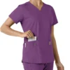Γυναικείο μπλουζάκι εργασίας Force Essentials με V-neck και πλεκτά πάνελ