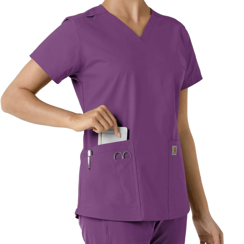 Γυναικείο μπλουζάκι εργασίας Force Essentials με V-neck και πλεκτά πάνελ