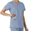 Γυναικείο μπλουζάκι εργασίας Force Essentials με V-neck και πλεκτά πάνελ