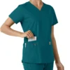 Γυναικείο μπλουζάκι εργασίας Force Essentials με V-neck και πλεκτά πάνελ