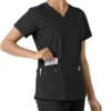 Γυναικείο μπλουζάκι εργασίας Force Essentials με V-neck και πλεκτά πάνελ