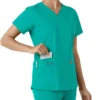 Γυναικείο μπλουζάκι εργασίας Force Essentials με V-neck και πλεκτά πάνελ