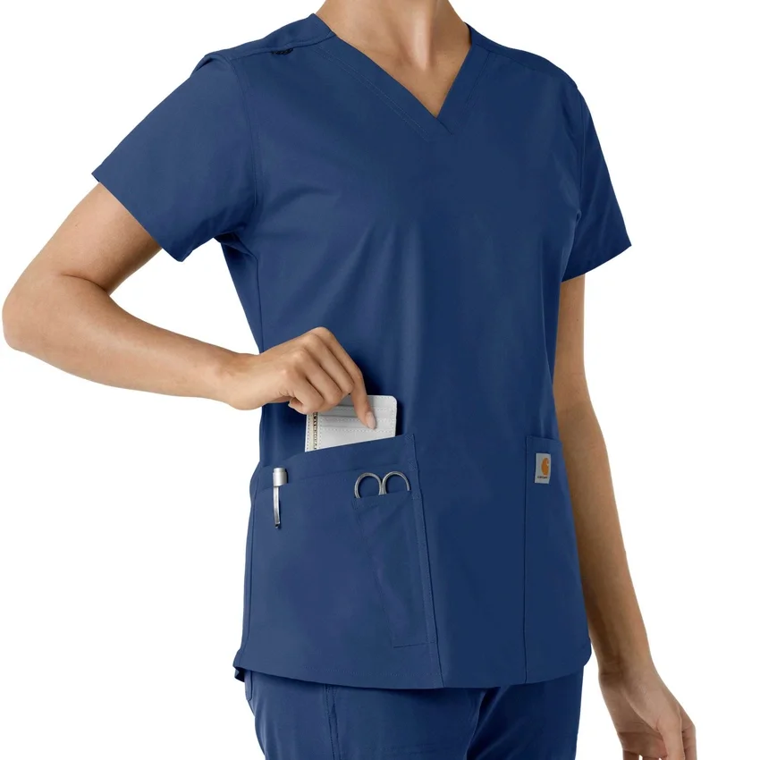 Γυναικείο μπλουζάκι εργασίας Force Essentials με V-neck και πλεκτά πάνελ