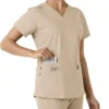Γυναικείο μπλουζάκι εργασίας Force Essentials με V-neck και πλεκτά πάνελ
