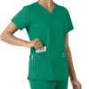 Γυναικείο μπλουζάκι εργασίας Force Essentials με V-neck και πλεκτά πάνελ