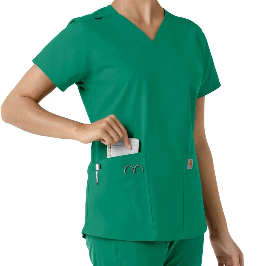 Γυναικείο μπλουζάκι εργασίας Force Essentials με V-neck και πλεκτά πάνελ