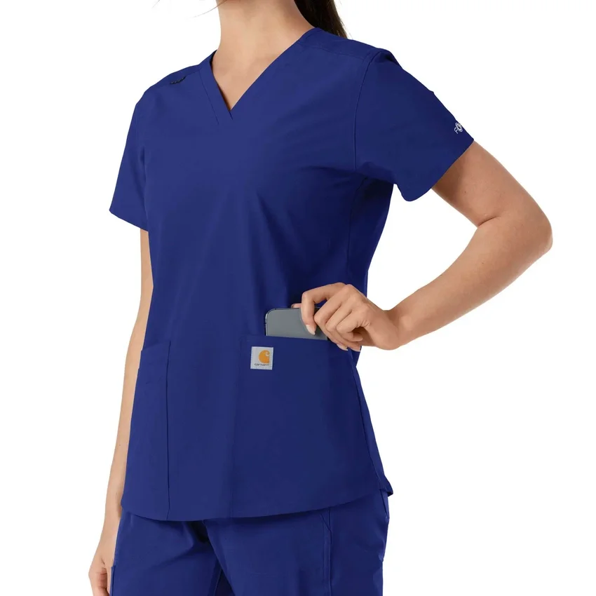 Γυναικείο μπλουζάκι εργασίας Force Essentials με V-neck και πλεκτά πάνελ