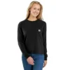 Γυναικείο T-shirt Tencel με φαρδιά εφαρμογή, μακριά μανίκια, στρογγυλή λαιμόκοψη και τσέπη