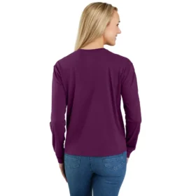 Γυναικείο T-shirt Tencel με φαρδιά εφαρμογή, μακριά μανίκια, στρογγυλή λαιμόκοψη και τσέπη