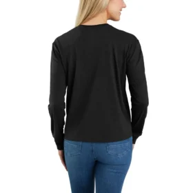 Γυναικείο T-shirt Tencel με φαρδιά εφαρμογή, μακριά μανίκια, στρογγυλή λαιμόκοψη και τσέπη