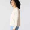 Γυναικείο T-shirt Tencel με φαρδιά εφαρμογή, μακριά μανίκια, στρογγυλή λαιμόκοψη και τσέπη