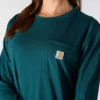 Γυναικείο T-shirt Tencel με φαρδιά εφαρμογή, μακριά μανίκια, στρογγυλή λαιμόκοψη και τσέπη