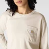 Γυναικείο T-shirt Tencel με φαρδιά εφαρμογή, μακριά μανίκια, στρογγυλή λαιμόκοψη και τσέπη