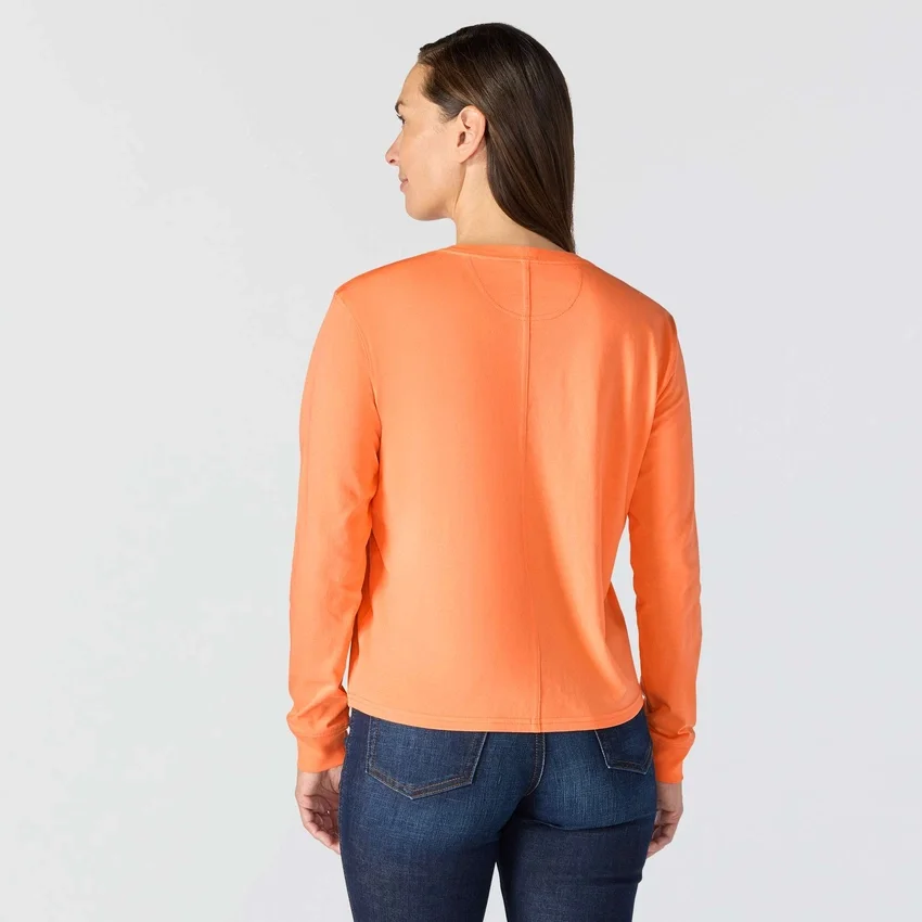 Γυναικείο T-shirt Tencel με φαρδιά εφαρμογή, μακριά μανίκια, στρογγυλή λαιμόκοψη και τσέπη