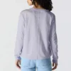 Γυναικείο T-shirt Tencel με φαρδιά εφαρμογή, μακριά μανίκια, στρογγυλή λαιμόκοψη και τσέπη