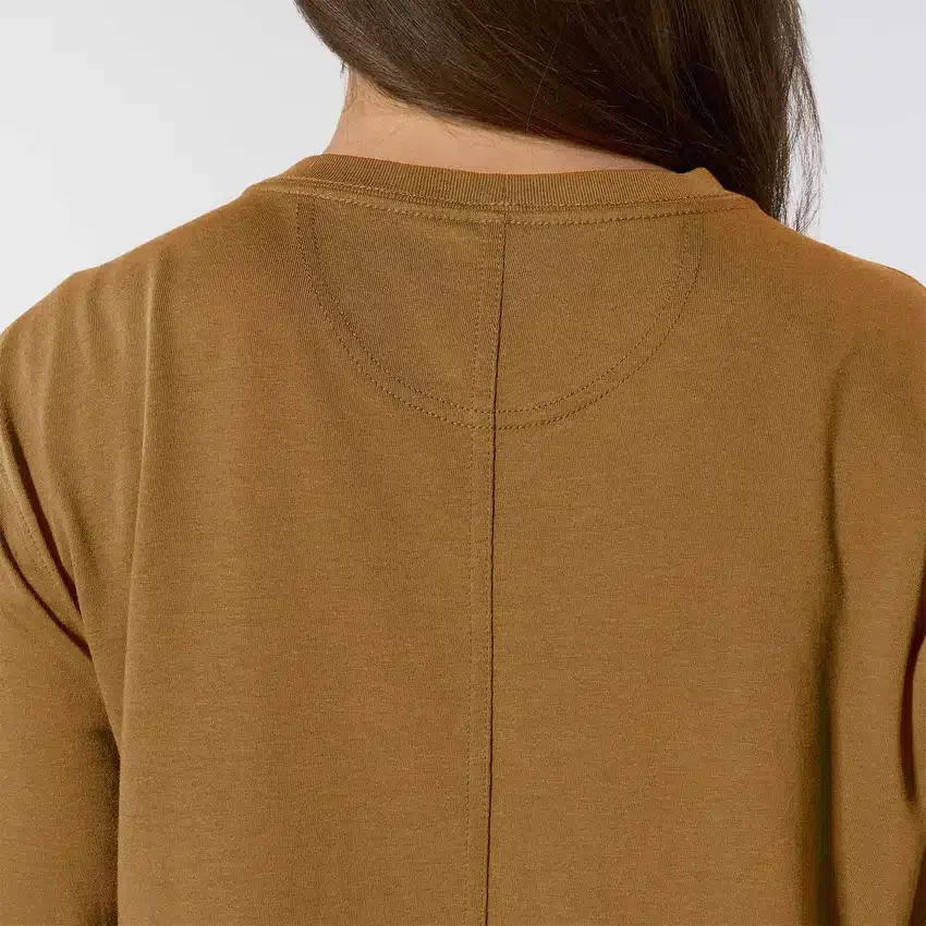 Γυναικείο T-shirt Tencel με φαρδιά εφαρμογή, μακριά μανίκια, στρογγυλή λαιμόκοψη και τσέπη