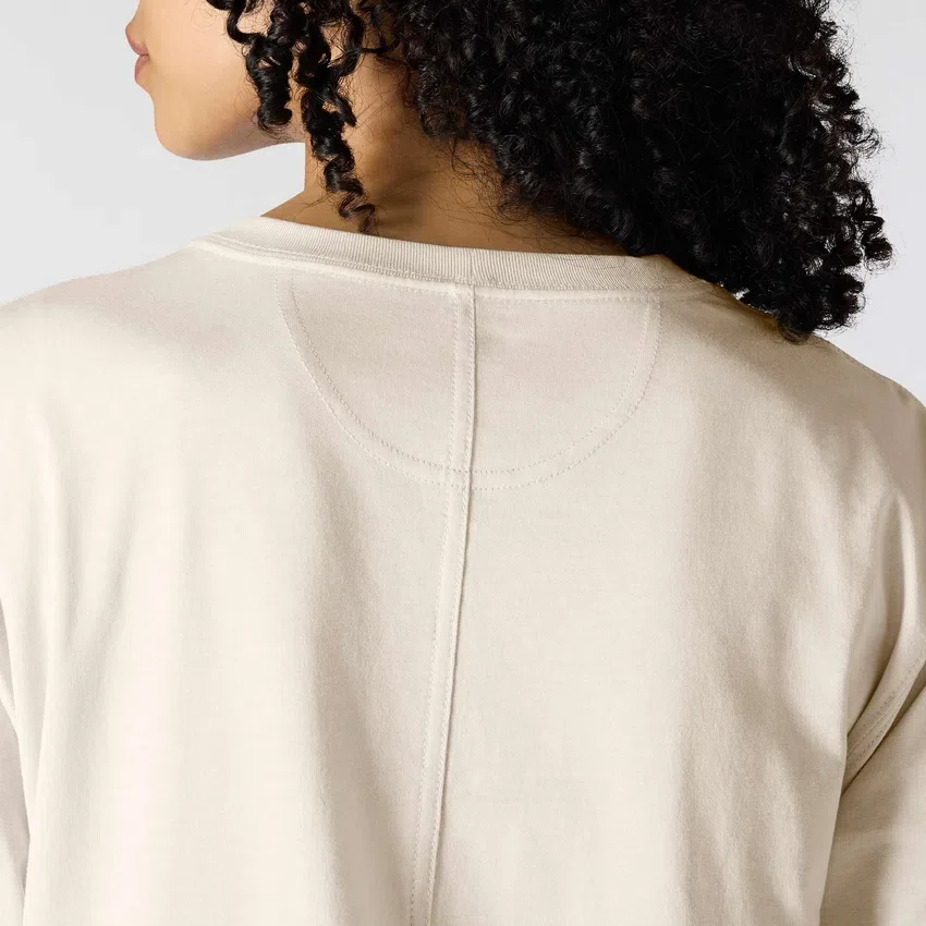 Γυναικείο T-shirt Tencel με φαρδιά εφαρμογή, μακριά μανίκια, στρογγυλή λαιμόκοψη και τσέπη