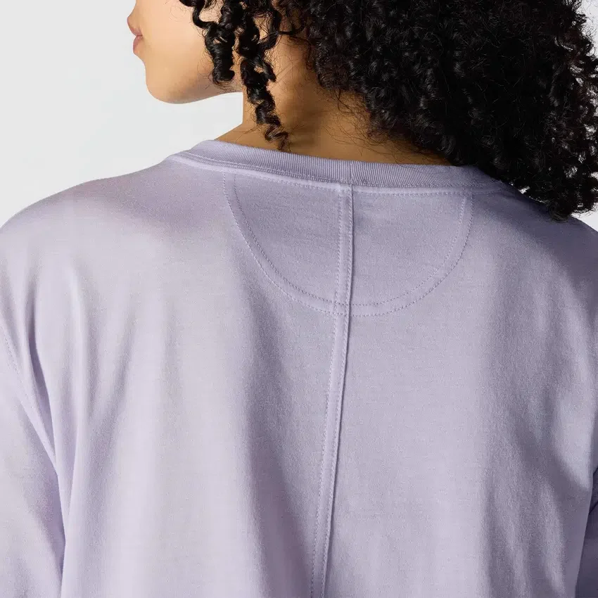 Γυναικείο T-shirt Tencel με φαρδιά εφαρμογή, μακριά μανίκια, στρογγυλή λαιμόκοψη και τσέπη