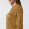 Γυναικείο T-shirt Tencel με φαρδιά εφαρμογή, μακριά μανίκια, στρογγυλή λαιμόκοψη και τσέπη
