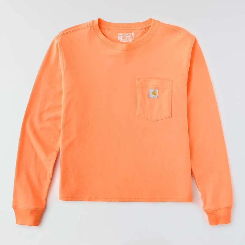 Γυναικείο T-shirt Tencel με φαρδιά εφαρμογή, μακριά μανίκια, στρογγυλή λαιμόκοψη και τσέπη