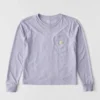 Γυναικείο T-shirt Tencel με φαρδιά εφαρμογή, μακριά μανίκια, στρογγυλή λαιμόκοψη και τσέπη