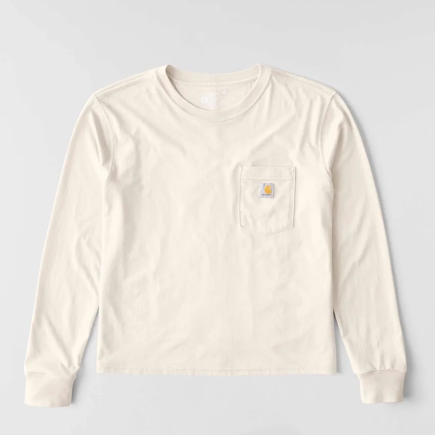 Γυναικείο T-shirt Tencel με φαρδιά εφαρμογή, μακριά μανίκια, στρογγυλή λαιμόκοψη και τσέπη