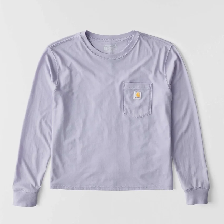 Γυναικείο T-shirt Tencel με φαρδιά εφαρμογή, μακριά μανίκια, στρογγυλή λαιμόκοψη και τσέπη