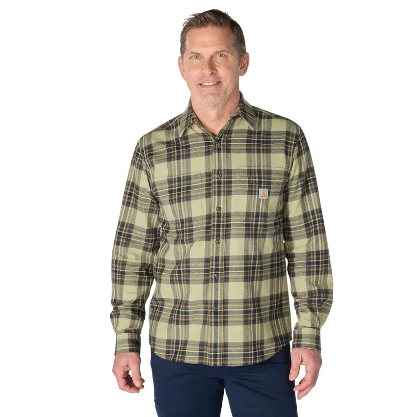 Rugged Flex™ Φαρδιά εφαρμογή, μεσαίου βάρους φανελένιο πουκάμισο με καρό μοτίβο και μακριά μανίκια