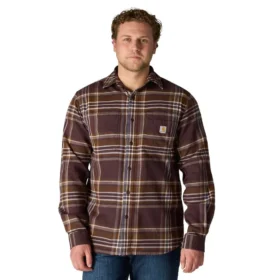 Rugged Flex™ Φαρδιά εφαρμογή, μεσαίου βάρους φανελένιο πουκάμισο με καρό μοτίβο και μακριά μανίκια