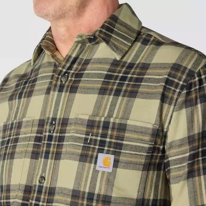 Rugged Flex™ Φαρδιά εφαρμογή, μεσαίου βάρους φανελένιο πουκάμισο με καρό μοτίβο και μακριά μανίκια