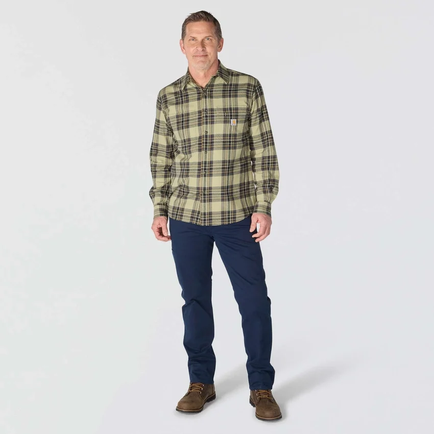 Rugged Flex™ Φαρδιά εφαρμογή, μεσαίου βάρους φανελένιο πουκάμισο με καρό μοτίβο και μακριά μανίκια