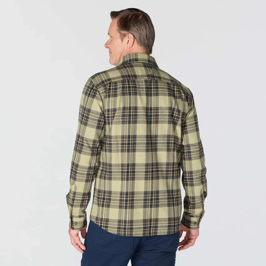 Rugged Flex™ Φαρδιά εφαρμογή, μεσαίου βάρους φανελένιο πουκάμισο με καρό μοτίβο και μακριά μανίκια