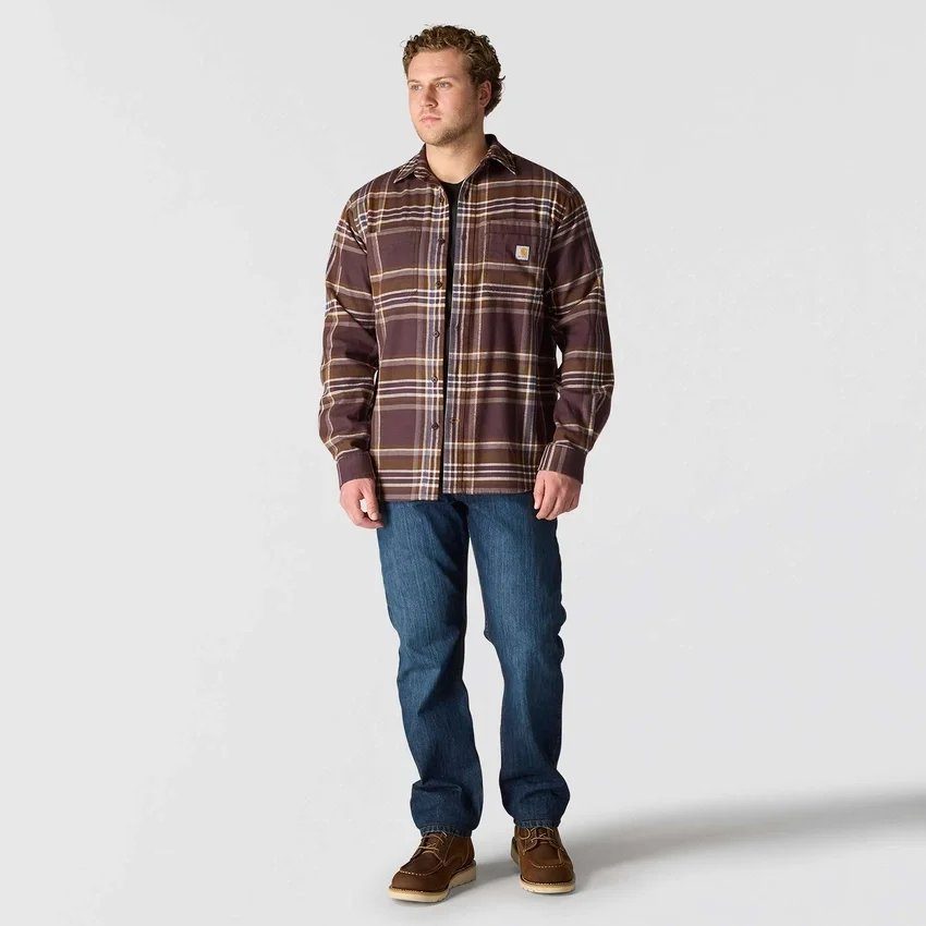 Rugged Flex™ Φαρδιά εφαρμογή, μεσαίου βάρους φανελένιο πουκάμισο με καρό μοτίβο και μακριά μανίκια