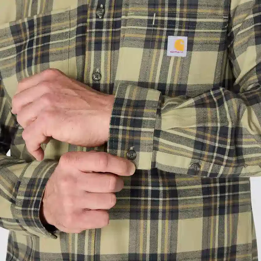 Rugged Flex™ Φαρδιά εφαρμογή, μεσαίου βάρους φανελένιο πουκάμισο με καρό μοτίβο και μακριά μανίκια