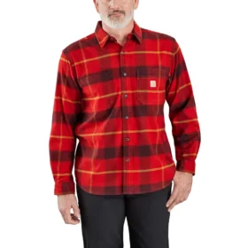 Rugged Flex® Φαρδιά γραμμή, μεσαίου βάρους φανελένιο πουκάμισο με μακριά μανίκια και καρό μοτίβο