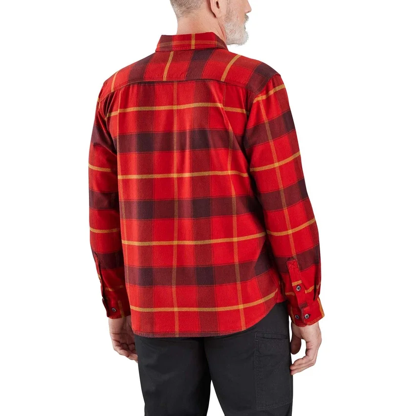 Rugged Flex® Φαρδιά γραμμή, μεσαίου βάρους φανελένιο πουκάμισο με μακριά μανίκια και καρό μοτίβο
